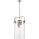 Pilaster 4 Light 13.38 inch Satin Nickel Pendant Ceiling Light in Clear Glass