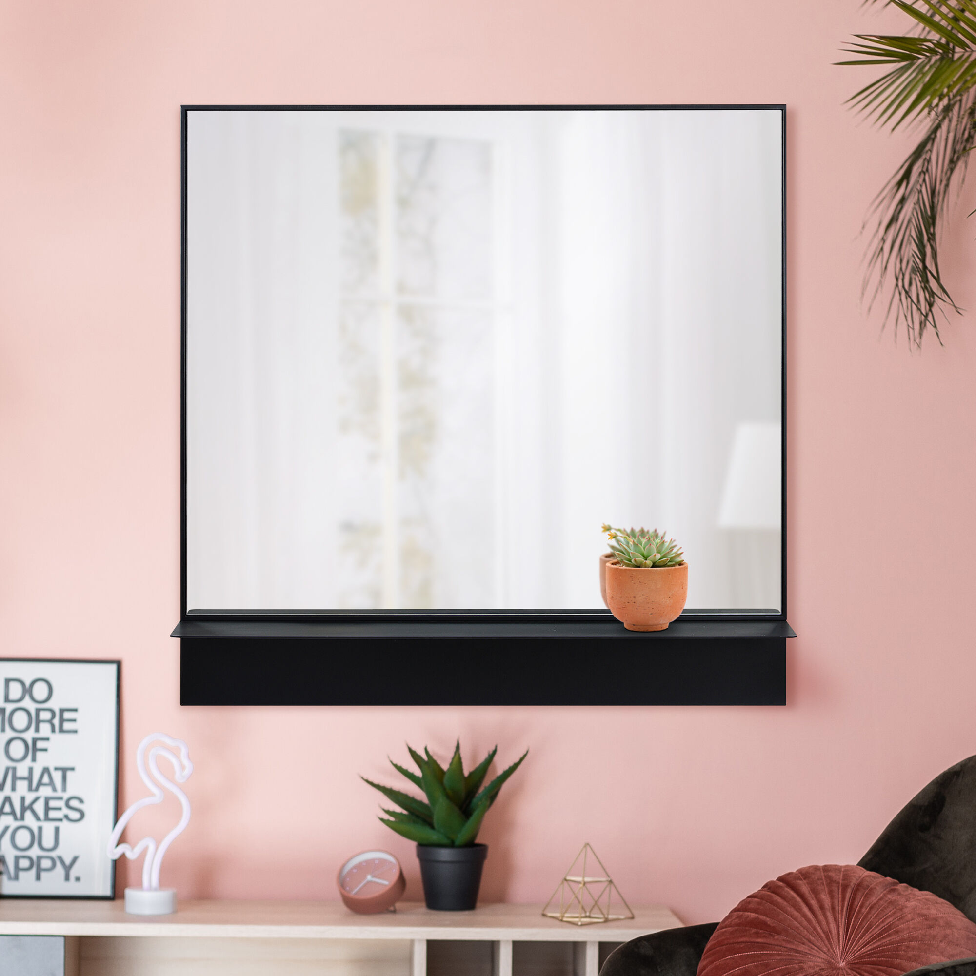 Otavi 35 X 35 inch Black Wall Mirror