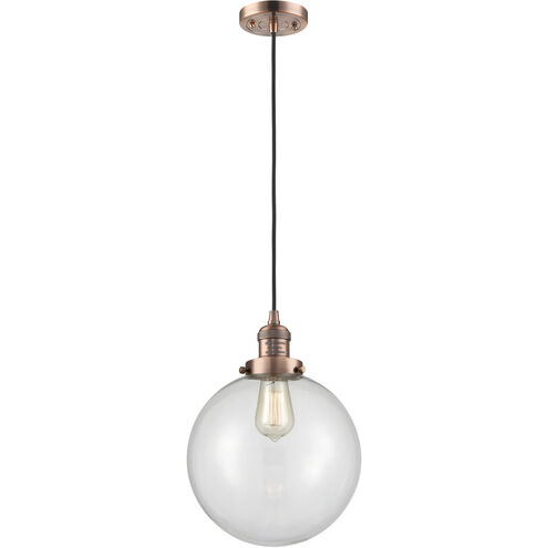 Franklin Restoration Beacon 1 Light 10 inch Antique Copper Mini Pendant Ceiling Light in Incandescent, Clear, Franklin Restoration