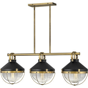 Crew LED 42 inch Heritage Brass with Black Indoor Linear Chandelier Ceiling Light