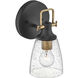 Easton 1 Light 6.25 inch Black with Heritage Brass Vanity Light Wall Light