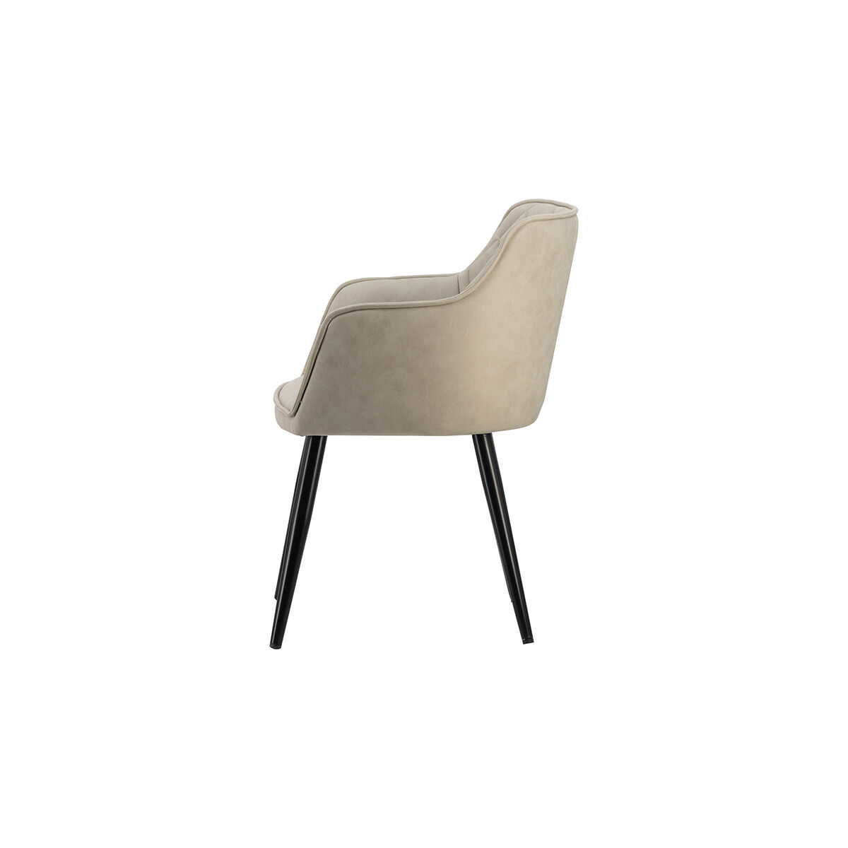 Quilted Back Black Dining Chair in Beige