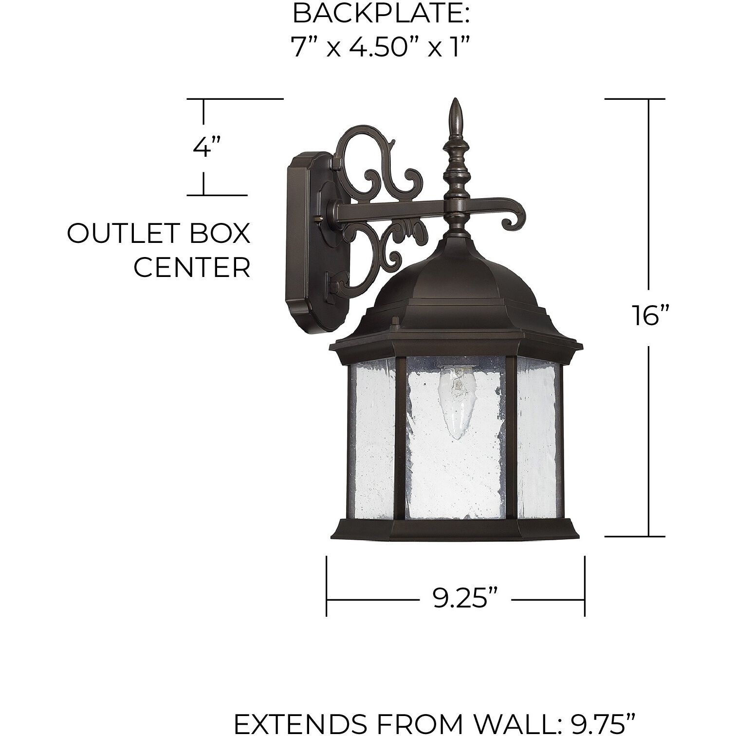 Main Street 1 Light 16 inch Old Bronze Outdoor Wall Lantern