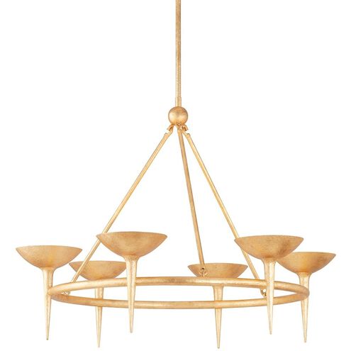 Cecilia 6 Light 40 inch Vintage Gold Leaf Chandelier Ceiling Light