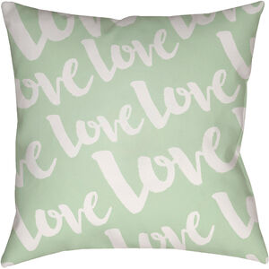Love 18 X 18 inch Green and White Outdoor Throw Pillow
