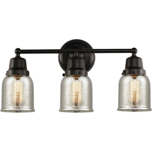 Aditi Small Bell 3 Light 21 inch Matte Black Bath Vanity Light Wall Light, Aditi