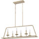 Ellisville 6 Light 34 inch Antique Cream Linear Chandelier Ceiling Light