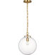 Thomas O'Brien Katie4 1 Light 12 inch Hand-Rubbed Antique Brass Globe Pendant Ceiling Light in Seeded Glass