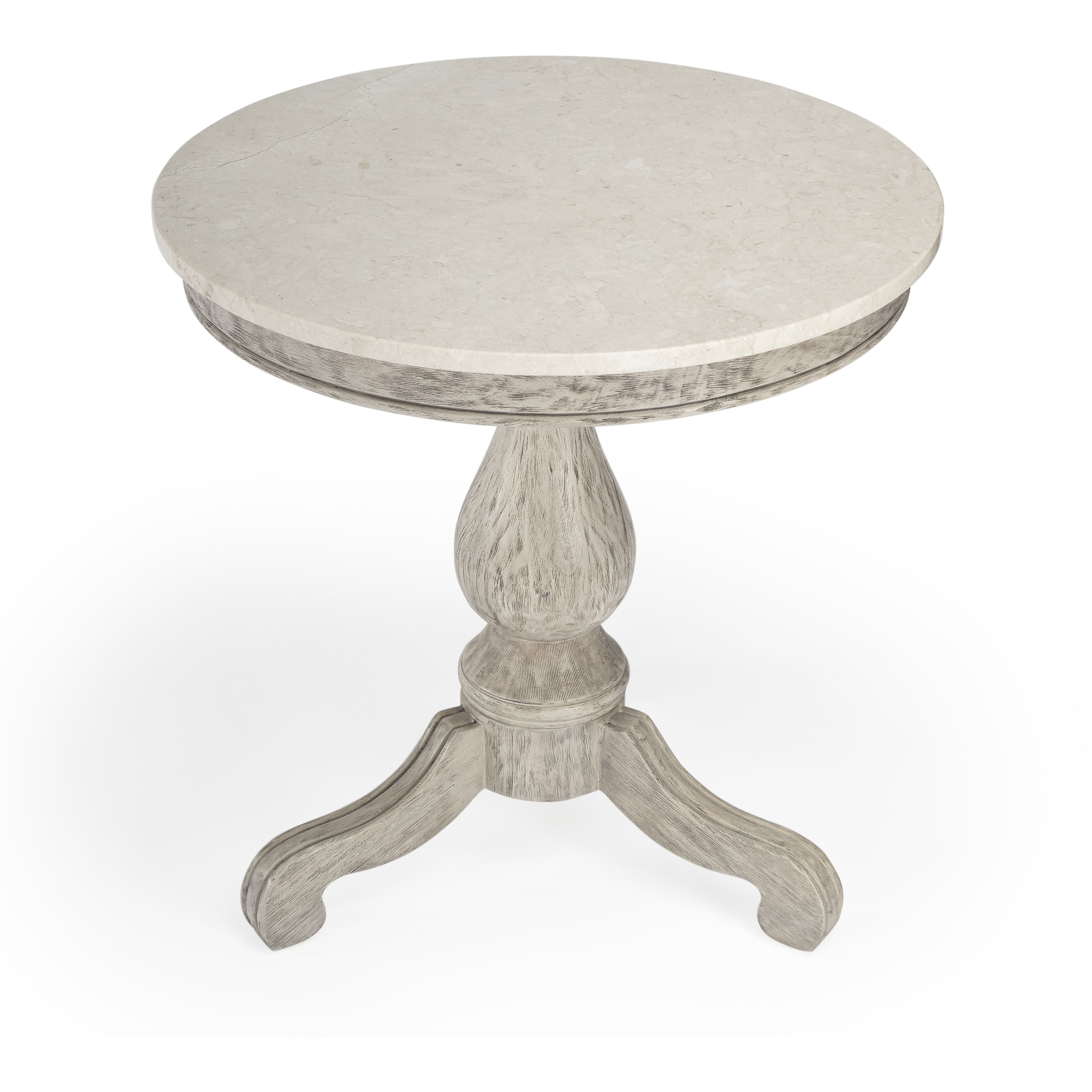 Danielle Marble 24" Pedestal Side Table in Gray