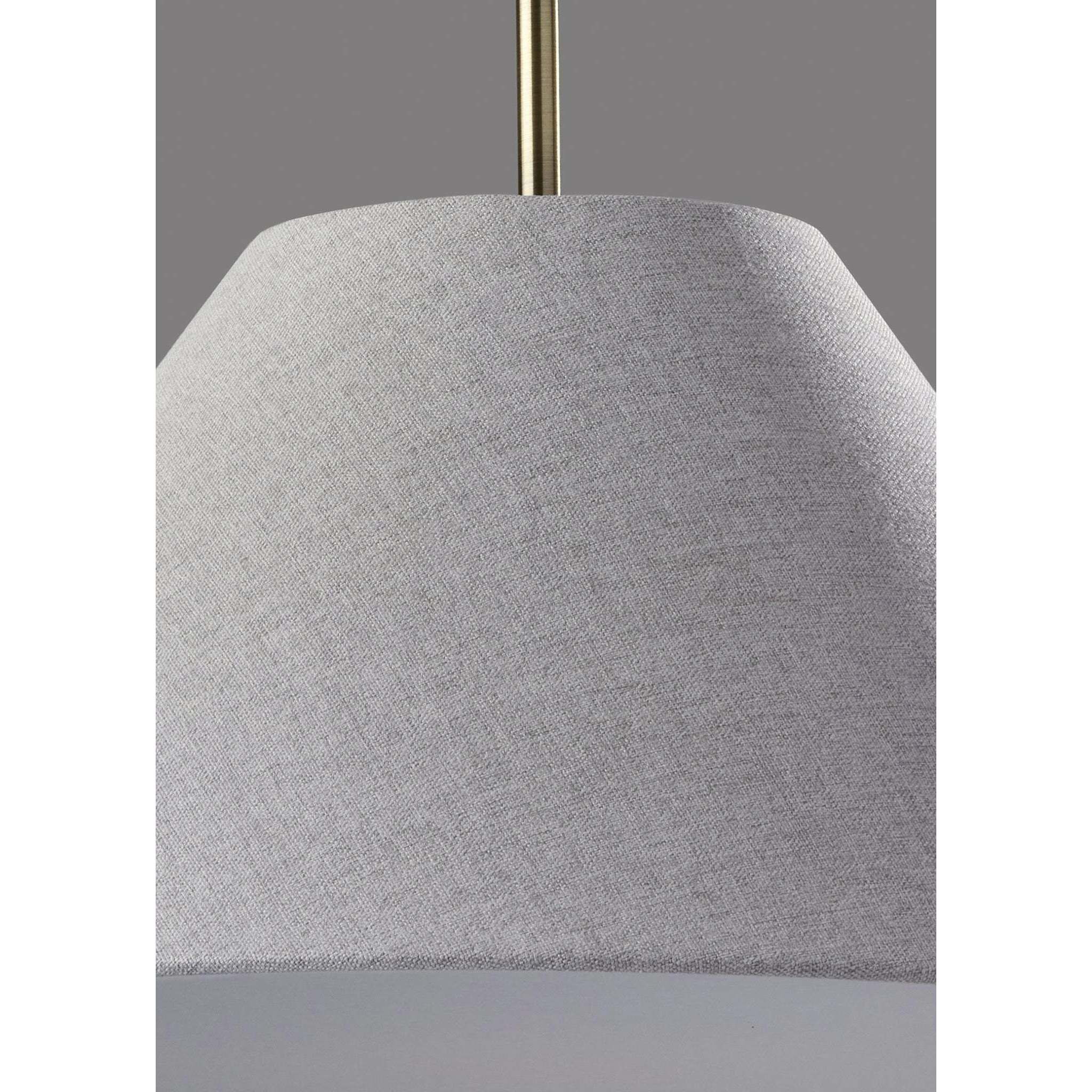 Hadley 18 inch Light Grey Textured Fabric and Antique Brass Pendant Ceiling Light