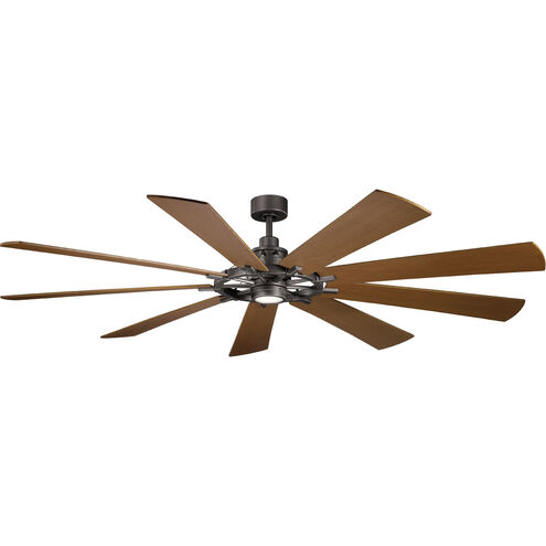 Gentry Xl 85 inch Anvil Iron with Dist Antiq Gray Blades Ceiling Fan in Etched Cased Opal