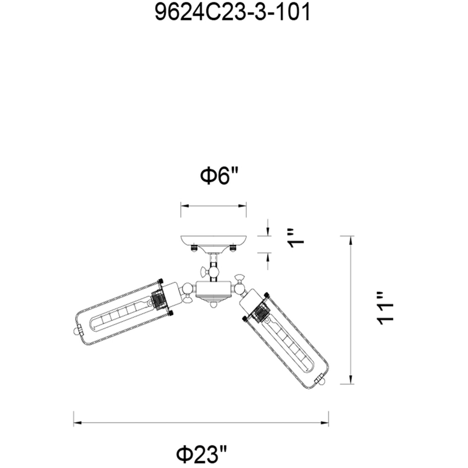 Benji 3 Light 23 inch Black Flush Mount Ceiling Light