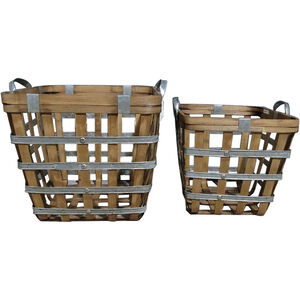 Wooden 16 X 16 inch Basket, Set of 2