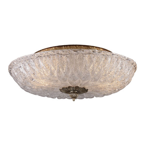 Golda 2 Light 15 inch Antique Silver Leaf Flush Mount Ceiling Light