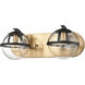 Davenay 2 Light 16 inch Satin Brass with Matte Black Vanity Light Wall Light in Satin Brass/Matte Black