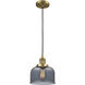 Franklin Restoration Bell 1 Light 8 inch Brushed Brass Mini Pendant Ceiling Light in Bulb Not Included, Light Smoke Glass, Franklin Restoration
