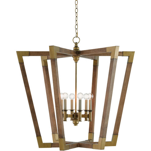Bastian 6 Light 37.25 inch Chestnut/Brass Chandelier Ceiling Light, Large