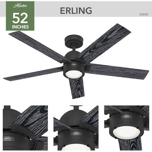 Erling 52 inch Matte Black with Salted Black/Matte Black Blades Ceiling Fan