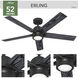 Erling 52 inch Matte Black with Salted Black/Matte Black Blades Ceiling Fan