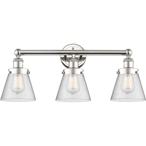Cone 3 Light 24.5 inch Polished Nickel and Seedy Bath Vanity Light Wall Light