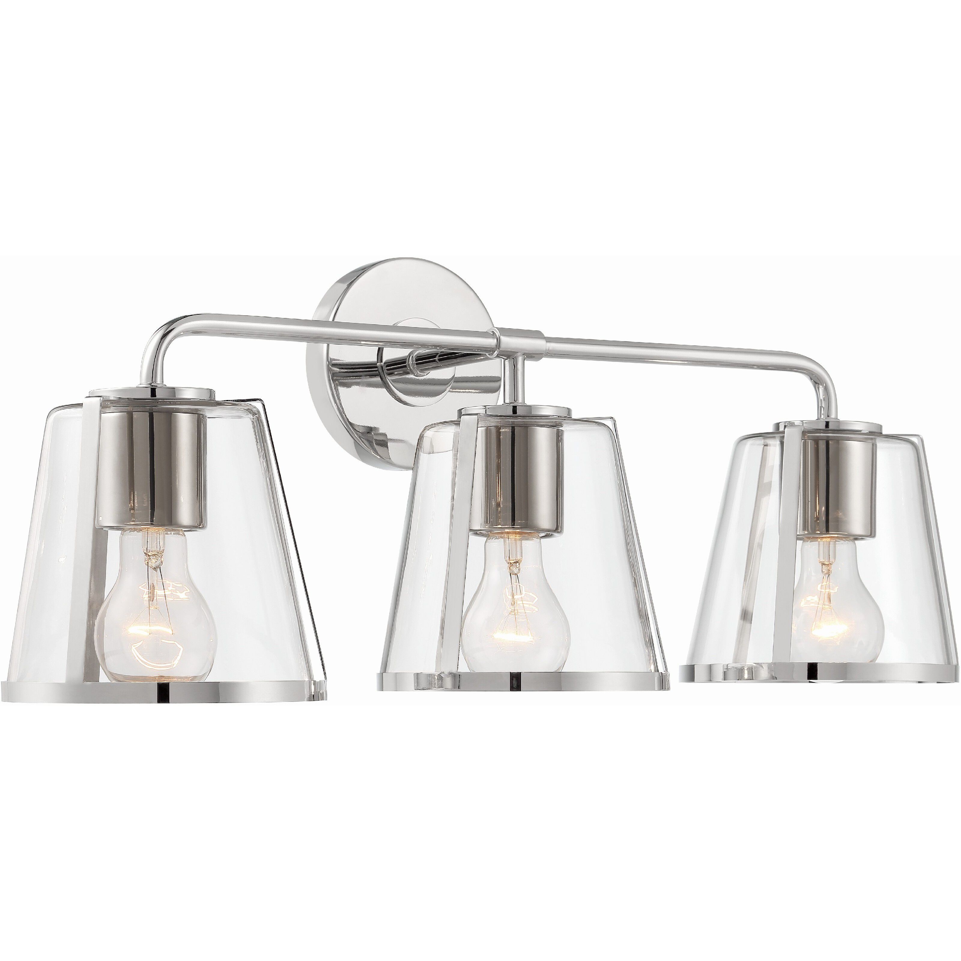 Fulton Bath Vanity Light Wall Light in Polished Nickel, Clear