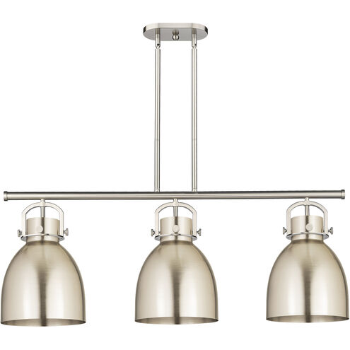Newton Bell 3 Light 42 inch Satin Nickel Island Light Ceiling Light
