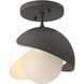 Brooklyn 1 Light 6 inch Natural Iron and Modern Brass Semi-Flush Ceiling Light in Natural Iron/Modern Brass