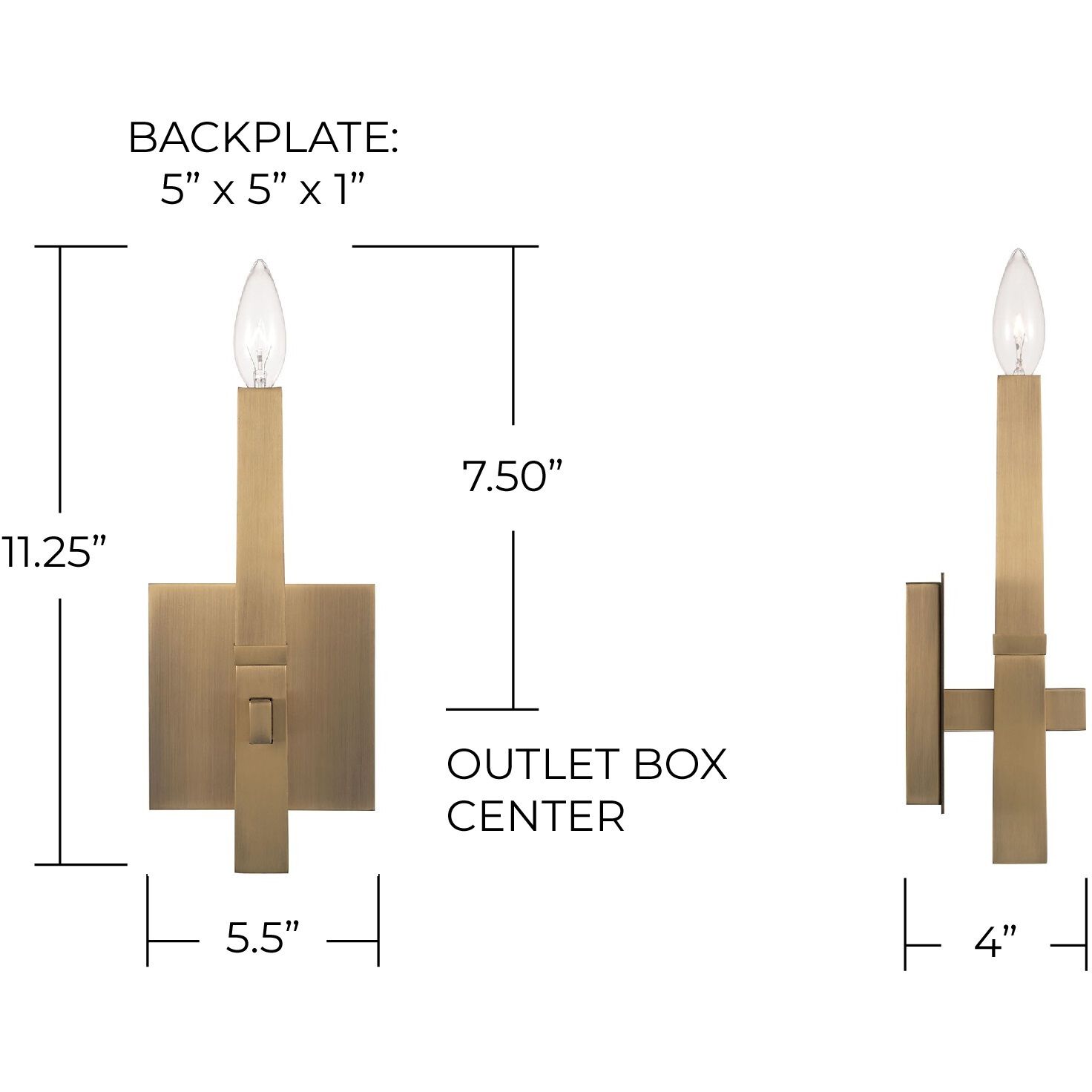 Blake 1 Light 5.5 inch Aged Brass ADA Sconce Wall Light
