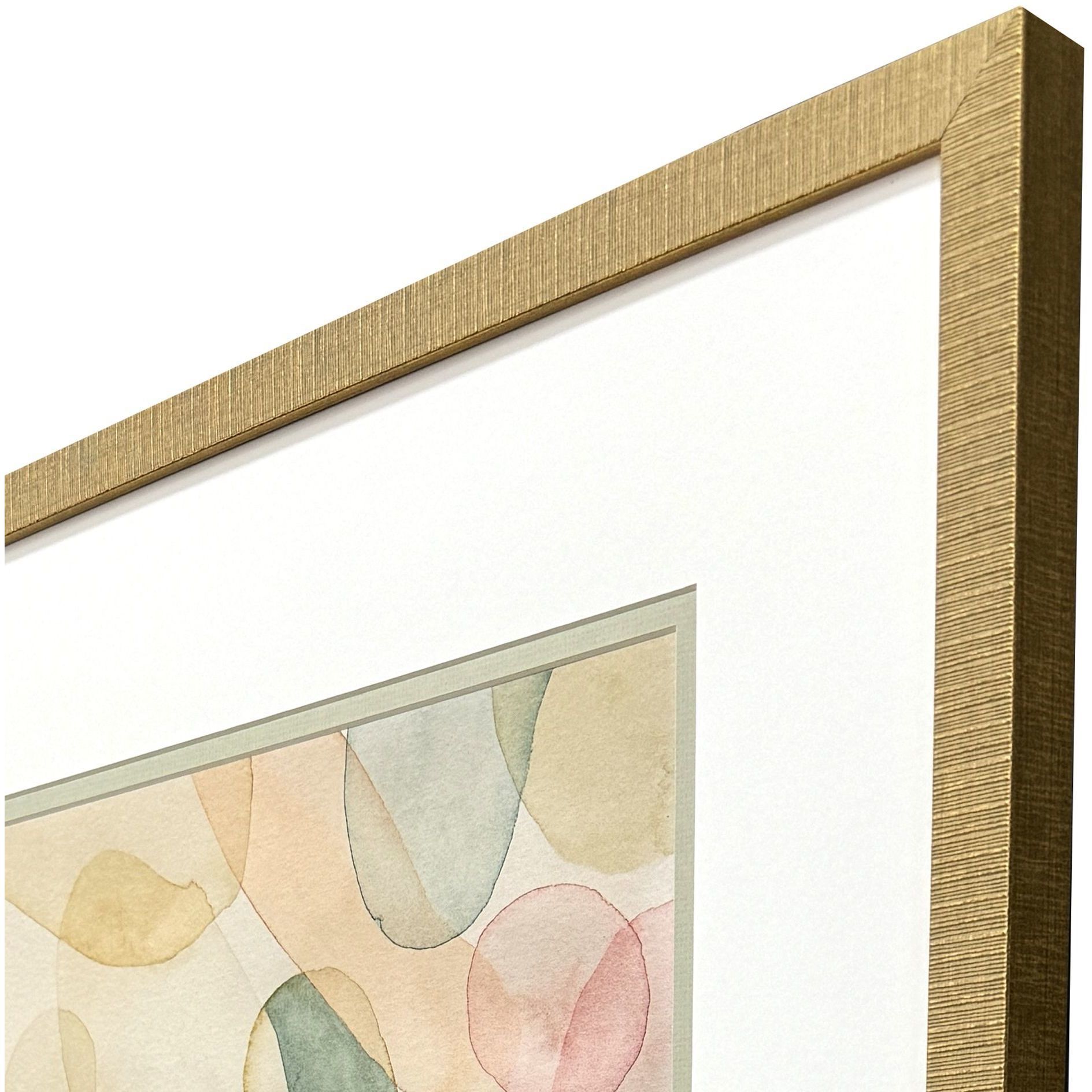 Pastel River Rock Green and Orange and Pink and Red Framed Art