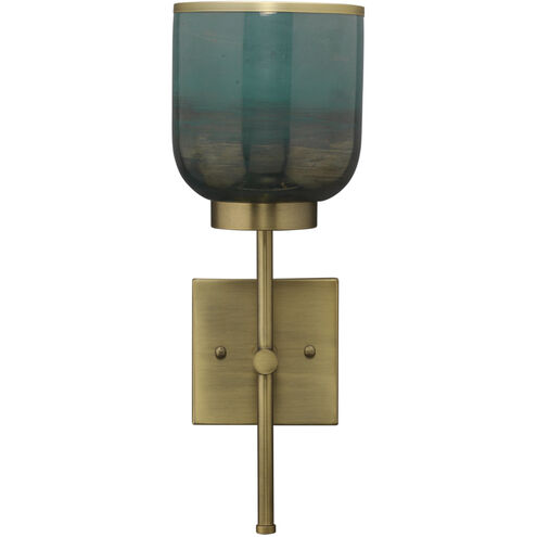 Vapor 1 Light 6 inch Antique Brass & Aqua Metallic Glass Wall Sconce Wall Light