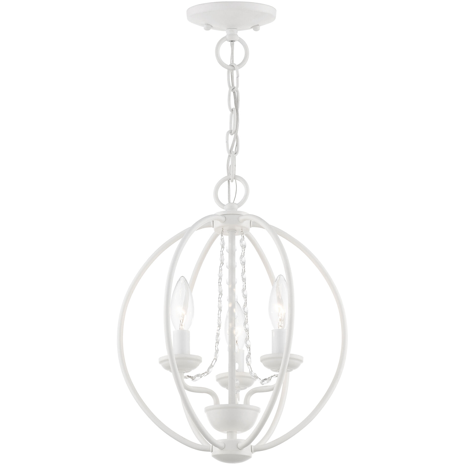 Arabella 3 Light 12 inch White Convertible Mini Chandelier/ Semi-Flush Ceiling Light, Globe