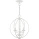 Arabella 3 Light 12 inch White Convertible Mini Chandelier/ Semi-Flush Ceiling Light, Globe