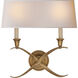 Chapman & Myers Cross Bouillotte 2 Light 15 inch Antique-Burnished Brass Sconce Wall Light in Natural Paper, Large