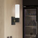 Aero ADA Wall Sconce Wall Light in Textured Black with Antique Brass Accent