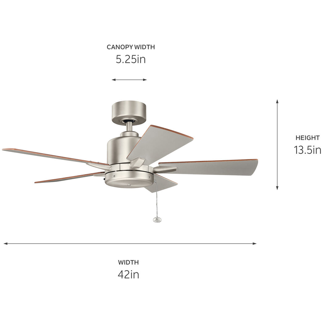 Lucian II 42 inch Brushed Nickel with Walnut Blades Ceiling Fan