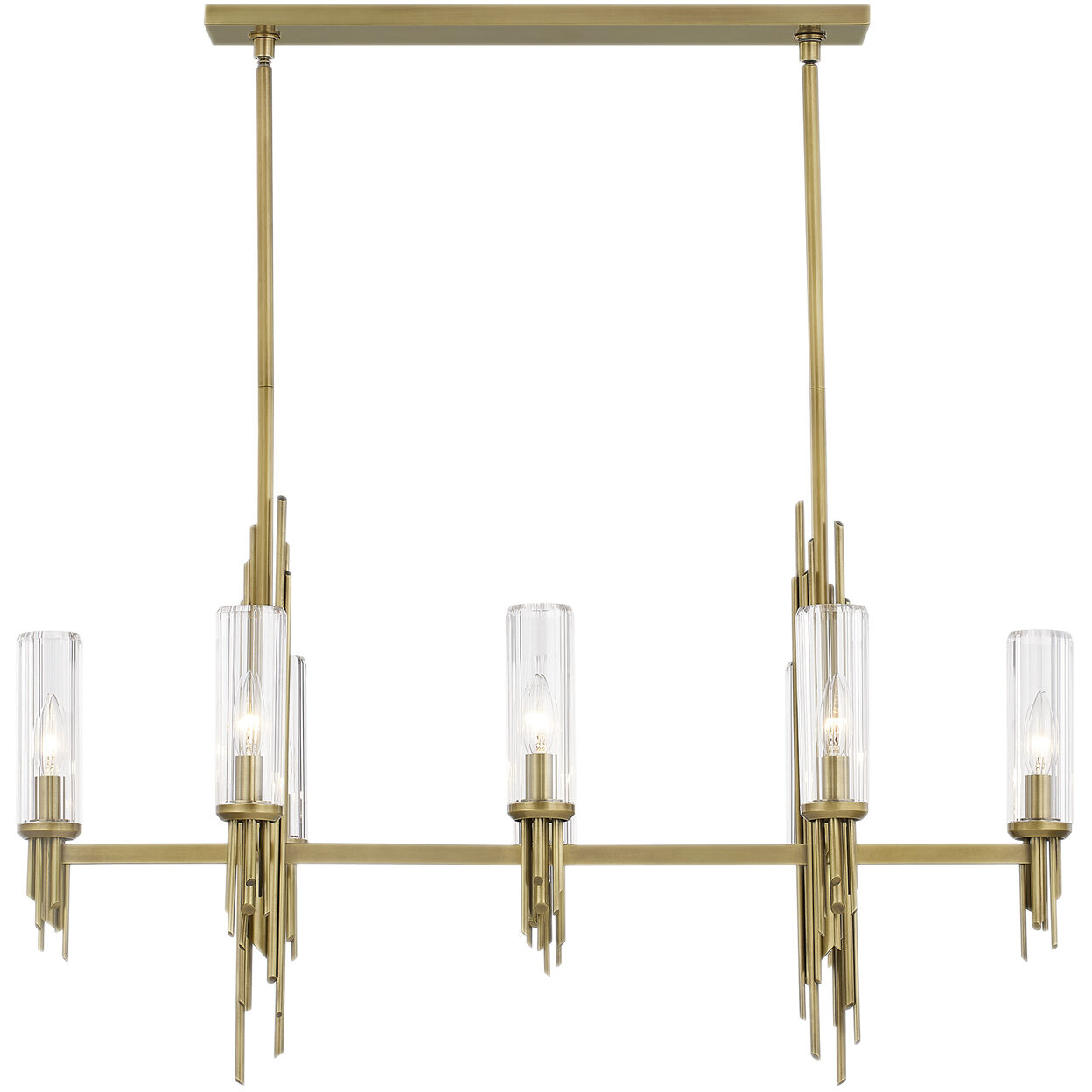 Torres 8 Light 38.25 inch Vintage Brass Linear Pendant Ceiling Light