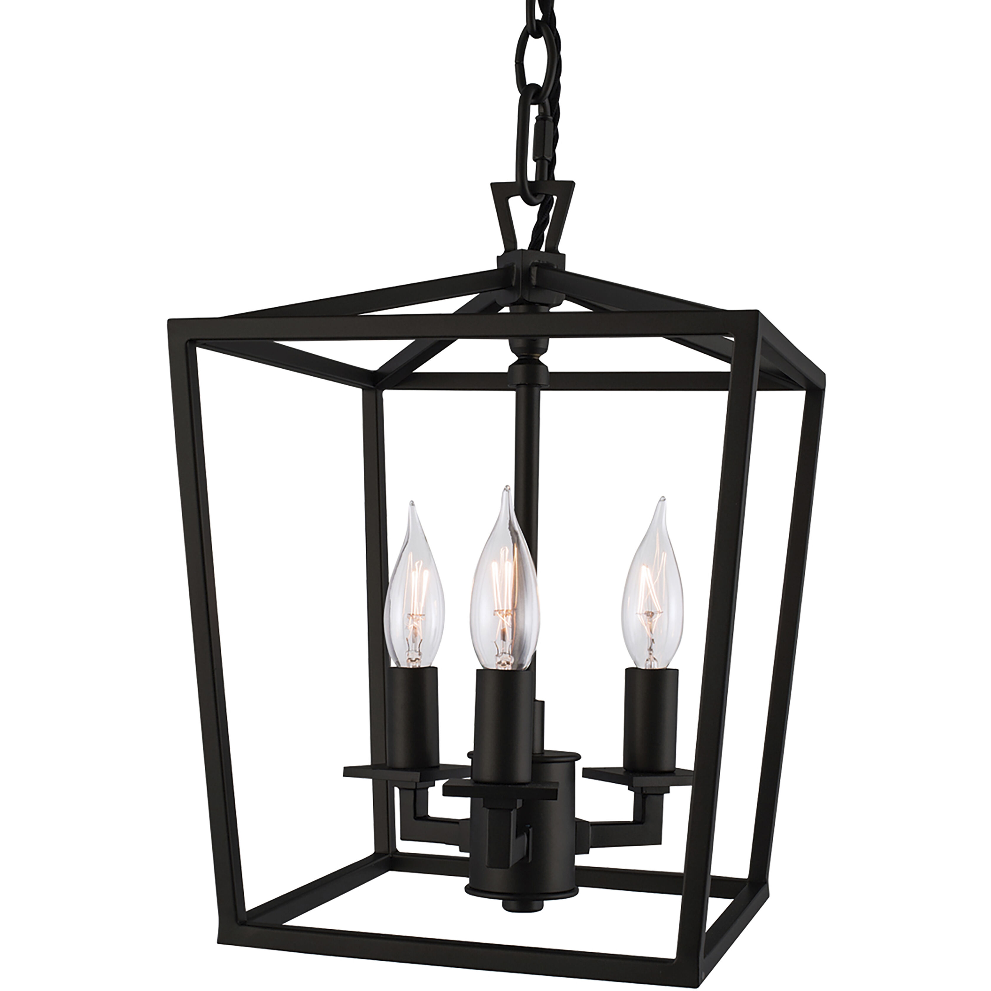 Cage 3 Light 8.5 inch Matte Black Pendant Ceiling Light