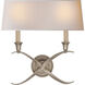Chapman & Myers Cross Bouillotte 2 Light 15 inch Antique Nickel Sconce Wall Light in Natural Paper, Large