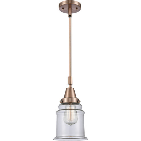 Franklin Restoration Canton 1 Light 7 inch Antique Copper Mini Pendant Ceiling Light in Clear Glass