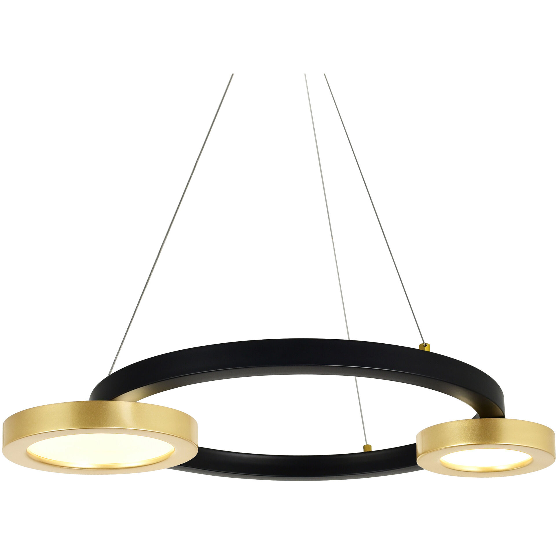 Deux Lunes LED 20 inch Brass and Pearl Black Island/Pool Table Light Ceiling Light