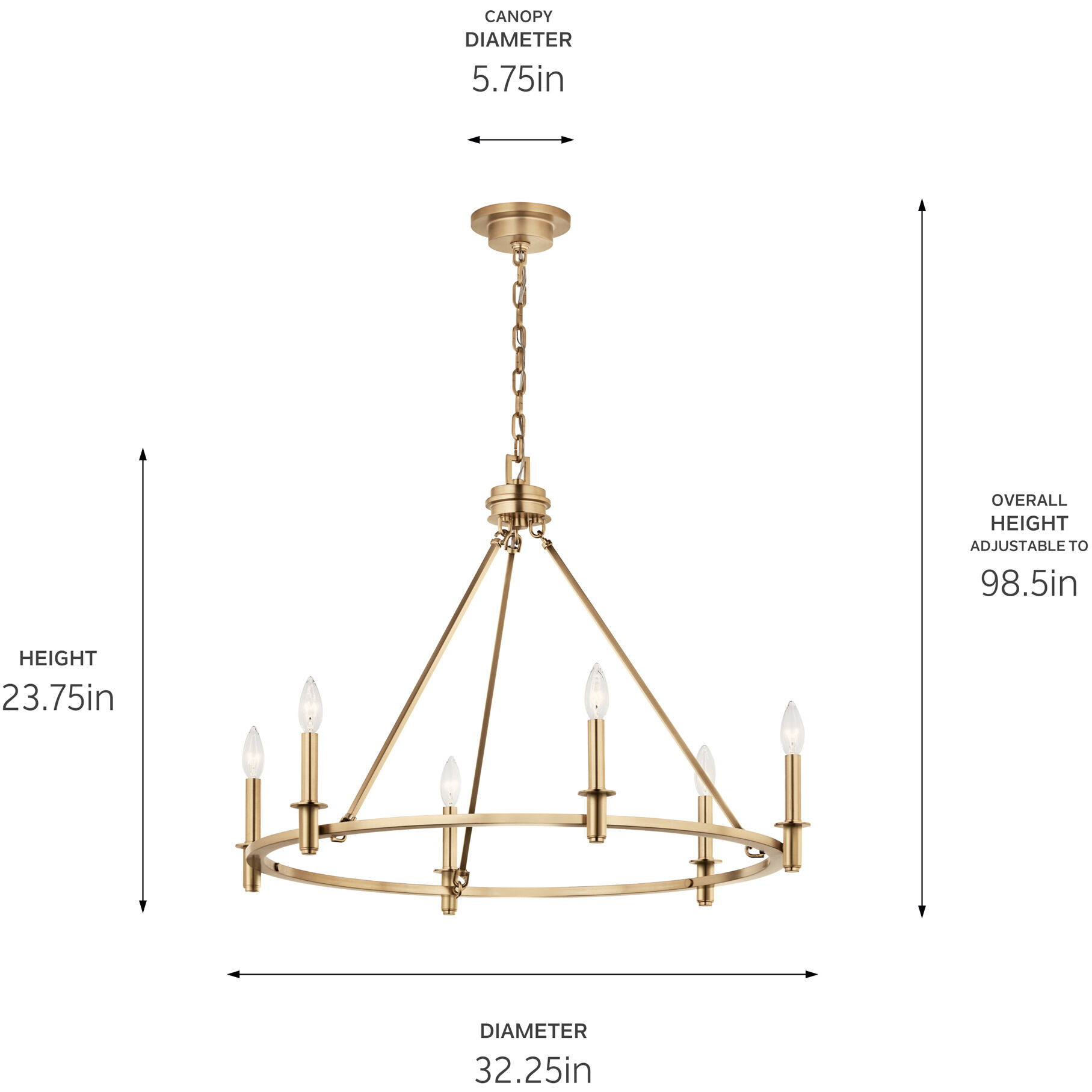 Carrick 6 Light Champagne Bronze Chandelier Ceiling Light, 1 Tier Small