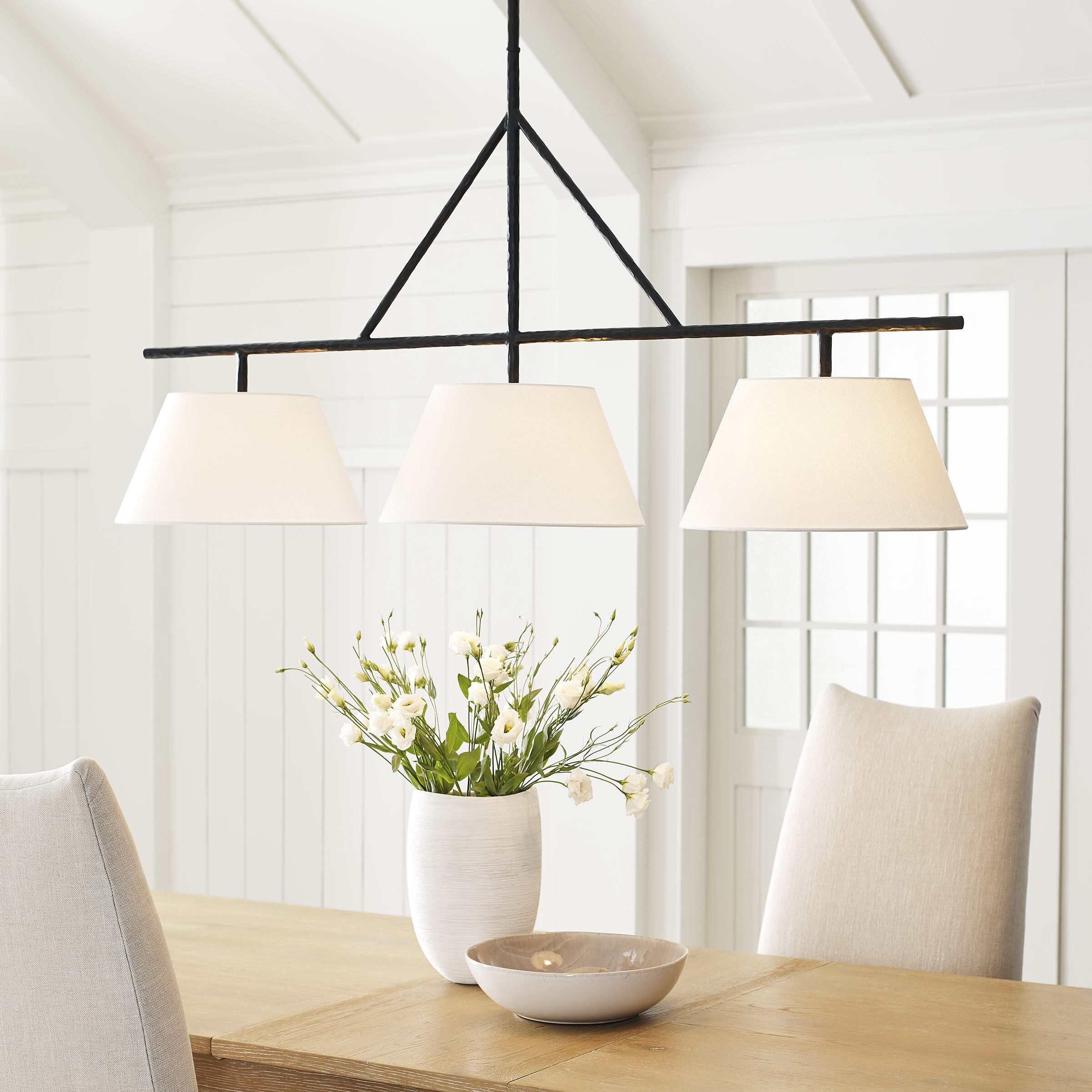 Suzanne Kasler Collette LED 57.5 inch Aged Iron Linear Pendant Ceiling Light, Large