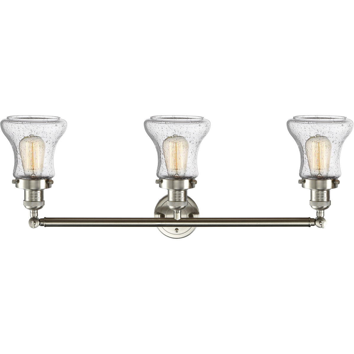 Franklin Restoration Bellmont LED 30 inch Brushed Satin Nickel Bath Vanity Light Wall Light in Seedy Glass, Franklin Restoration