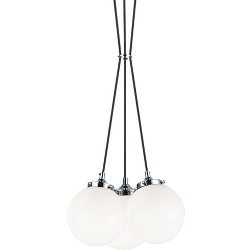 The Bougie 3 Light 13 inch Chrome Pendant Ceiling Light in Chrome and Opal Glass