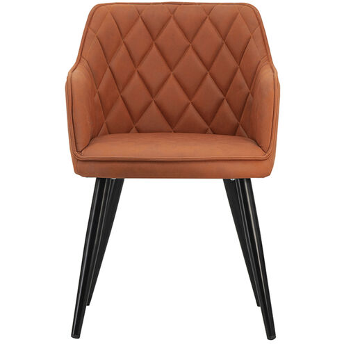 Quilted Back Black Dining Chair in Orange