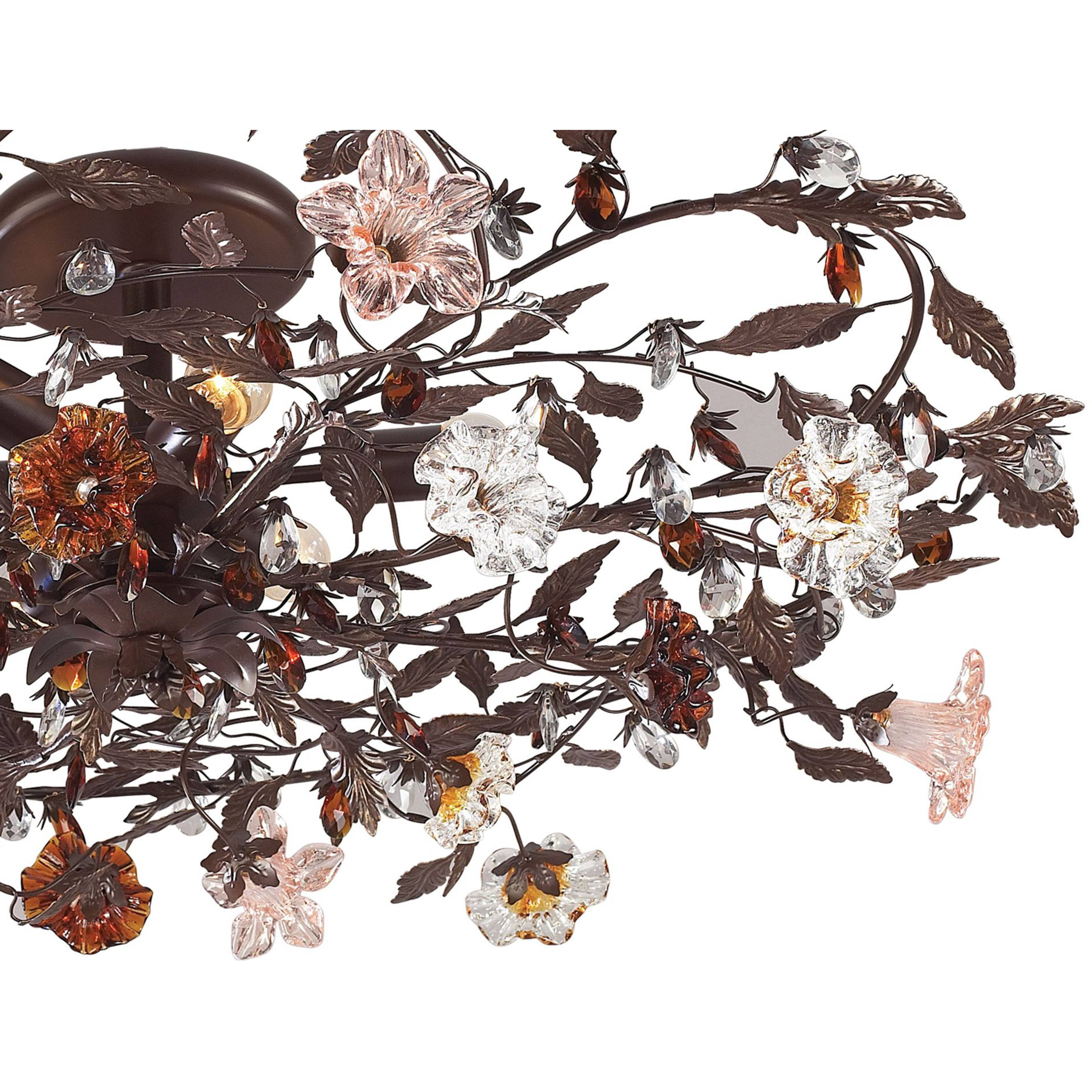 Cristallo Fiore 6 Light 38 inch Deep Rust Flush Mount Ceiling Light