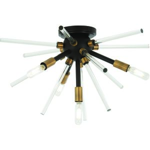 Spiked 4 Light 20 inch Painted Bronze W/Natural Brush Flush Mount Ceiling Light in Painted Bronze with Natural Brushed Brass