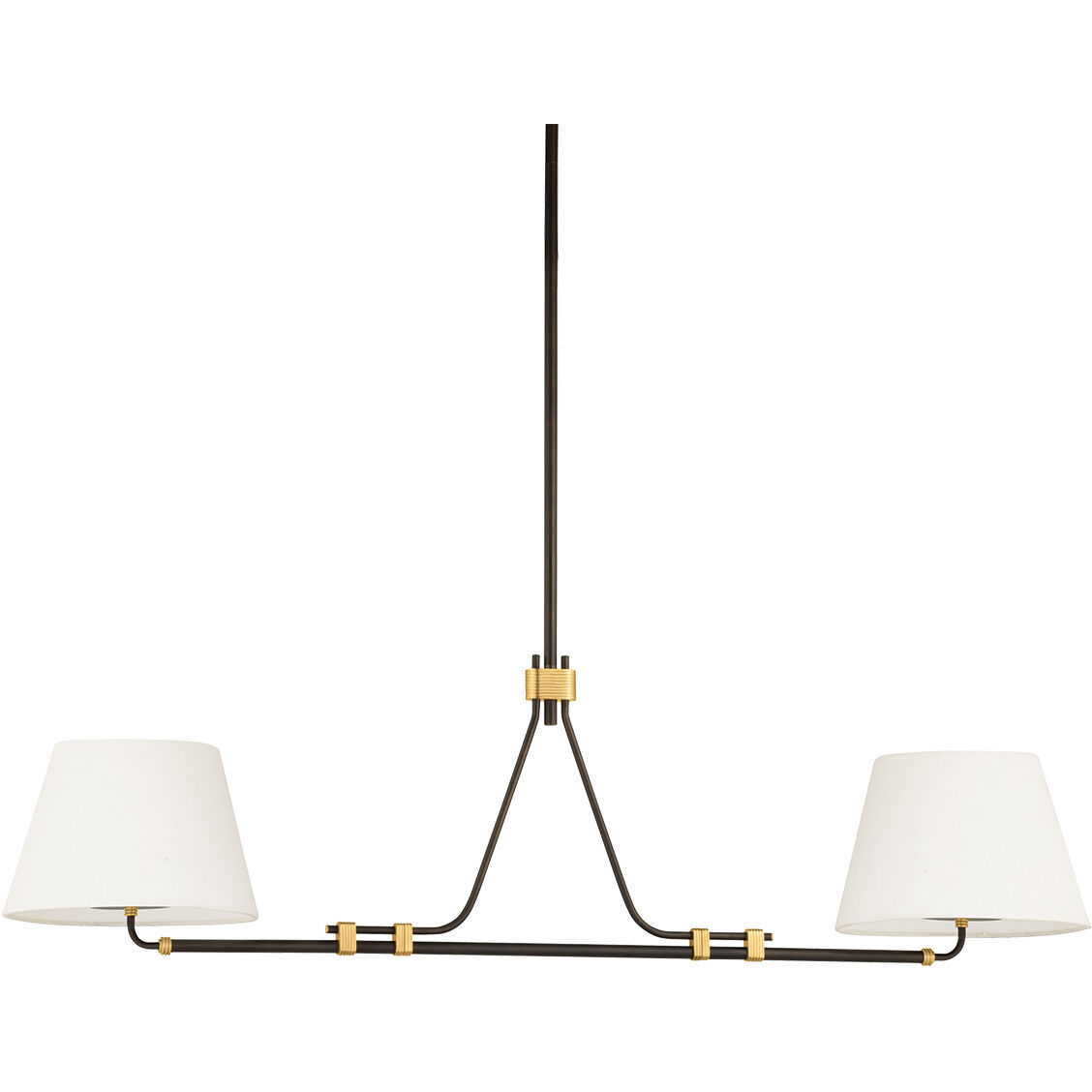 Crown Heights 2 Light 52 inch Aged Brass and Distressed Bronze Linear Ceiling Light