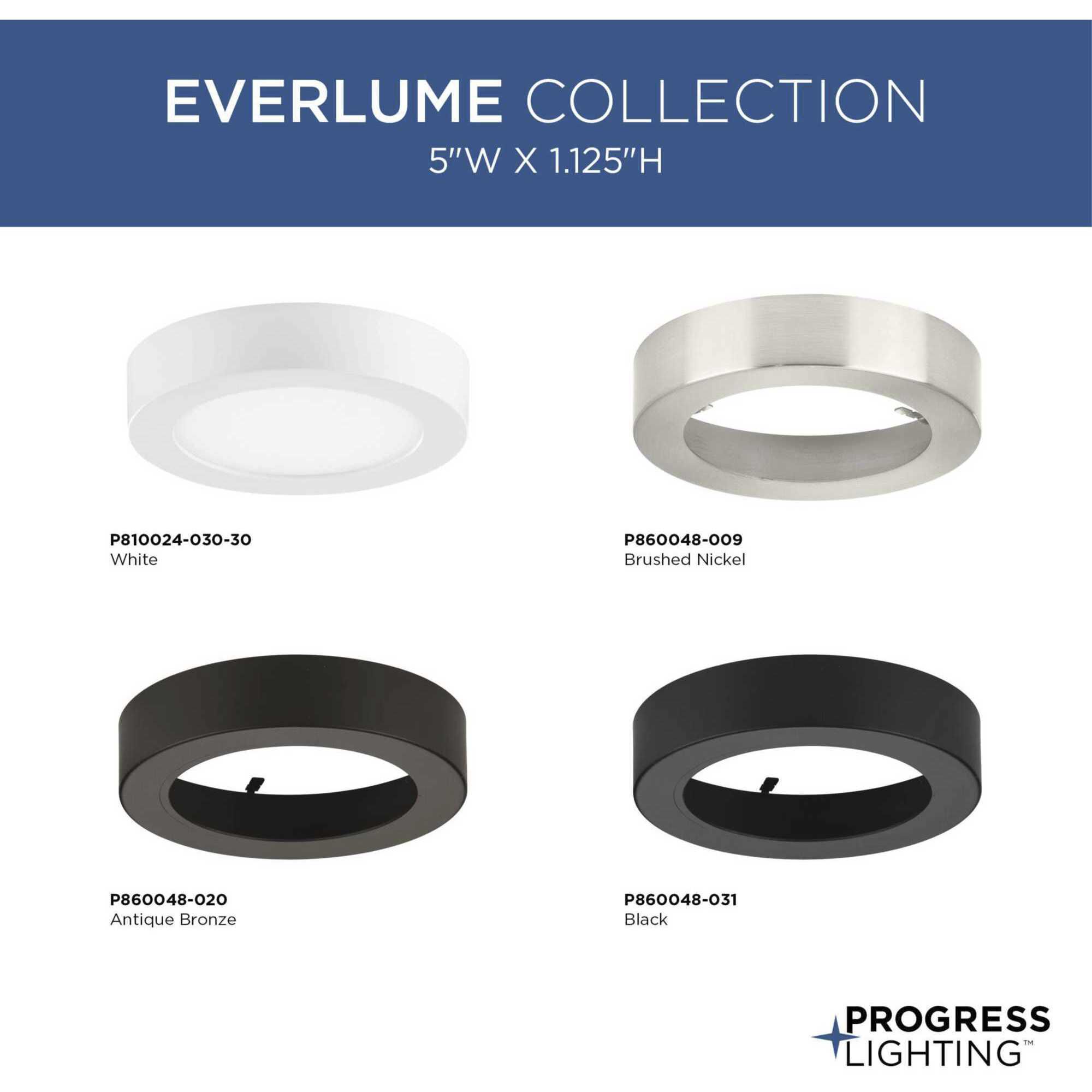 Everlume LED 5 inch White Edgelit Round Flush Mount Ceiling Light, Progress LED