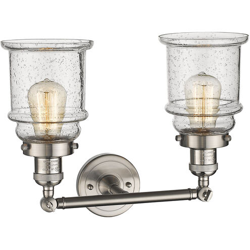 Franklin Restoration Canton 2 Light 17 inch Brushed Satin Nickel Bath Vanity Light Wall Light in Seedy Glass, Franklin Restoration